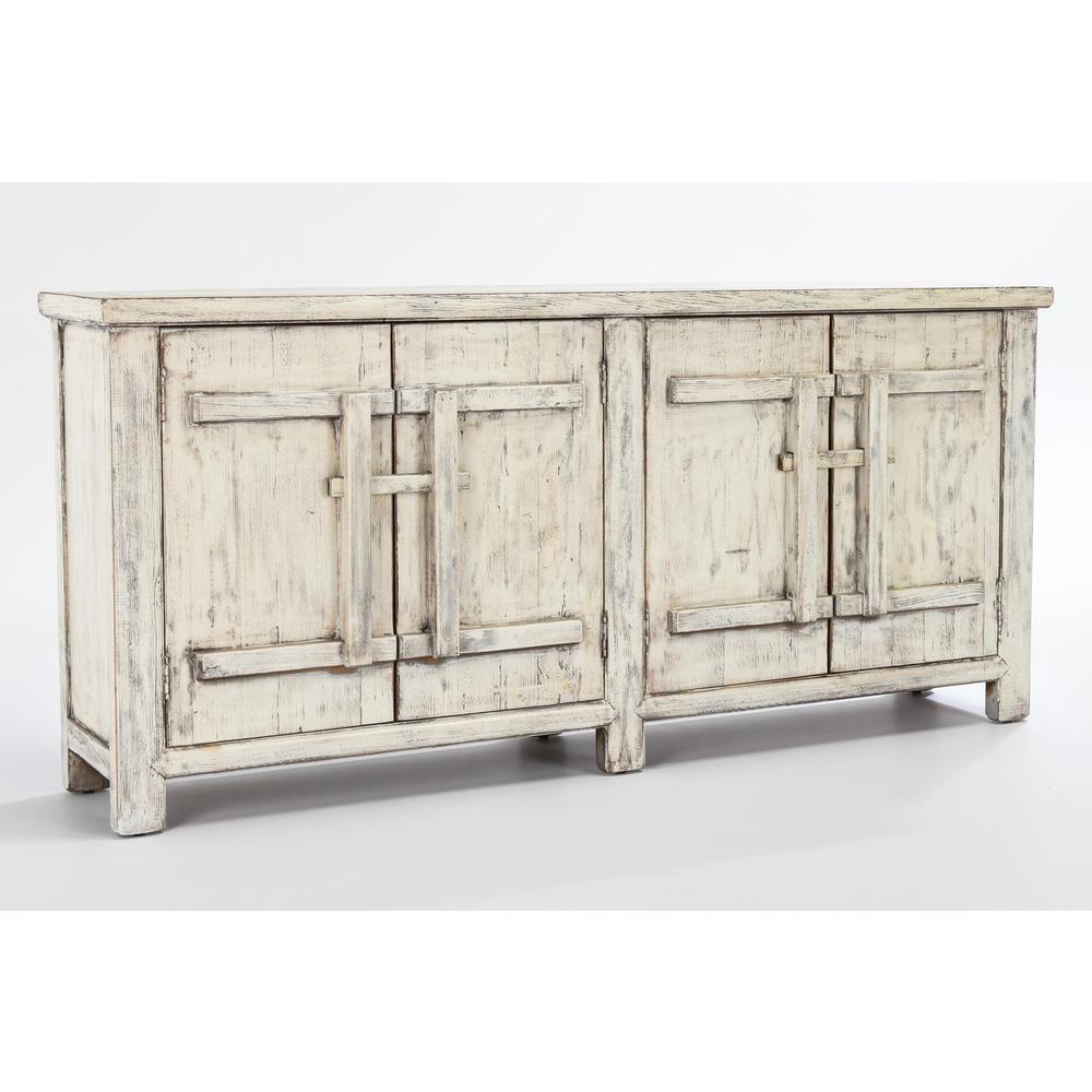 Lagos 74" Reclaimed Pine Wood Antique White Sideboard. Picture 1