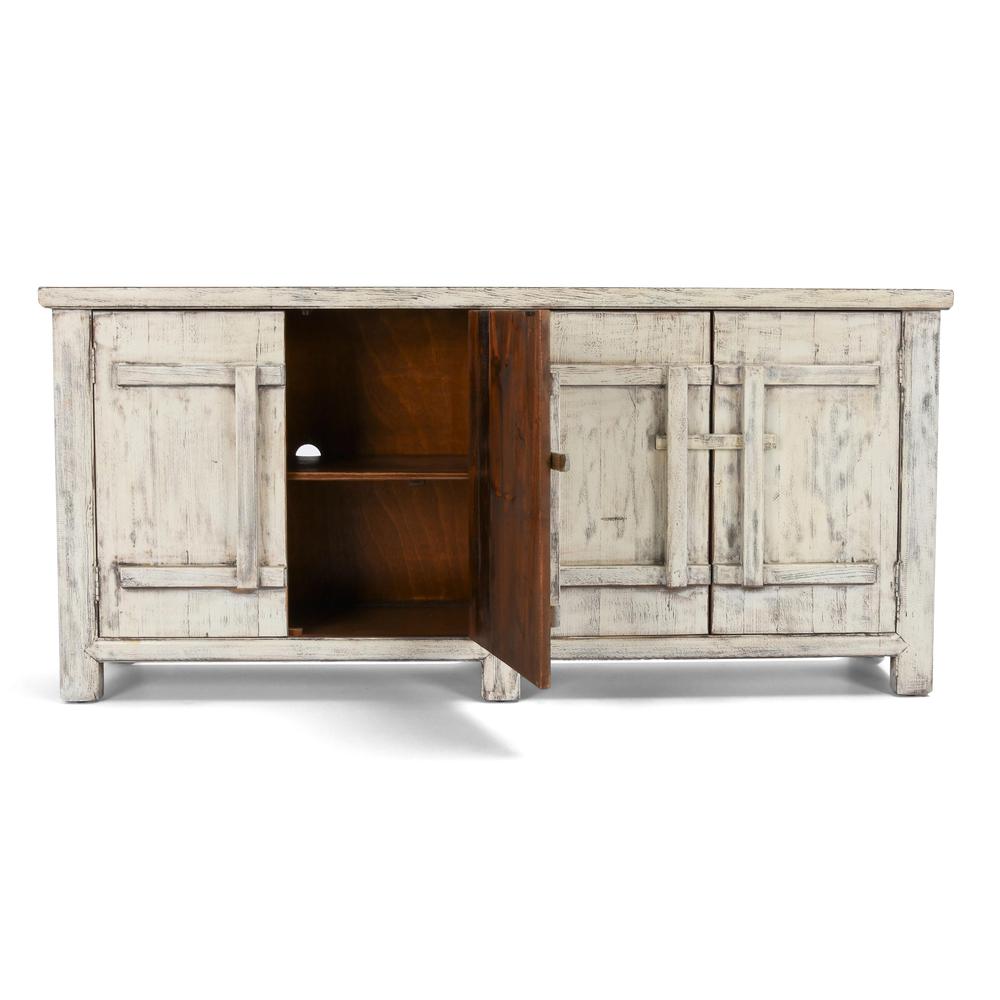 Lagos 74" Reclaimed Pine Wood Antique White Sideboard. Picture 11