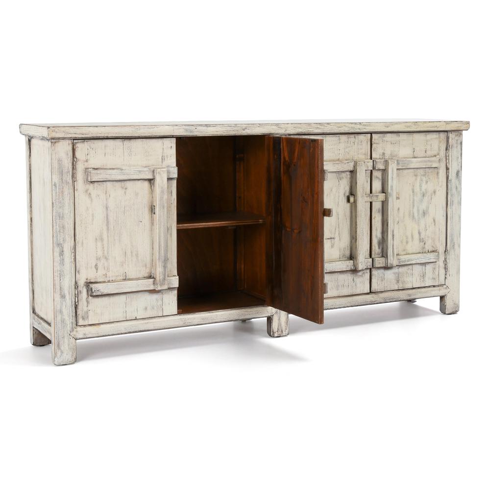 Lagos 74" Reclaimed Pine Wood Antique White Sideboard. Picture 4