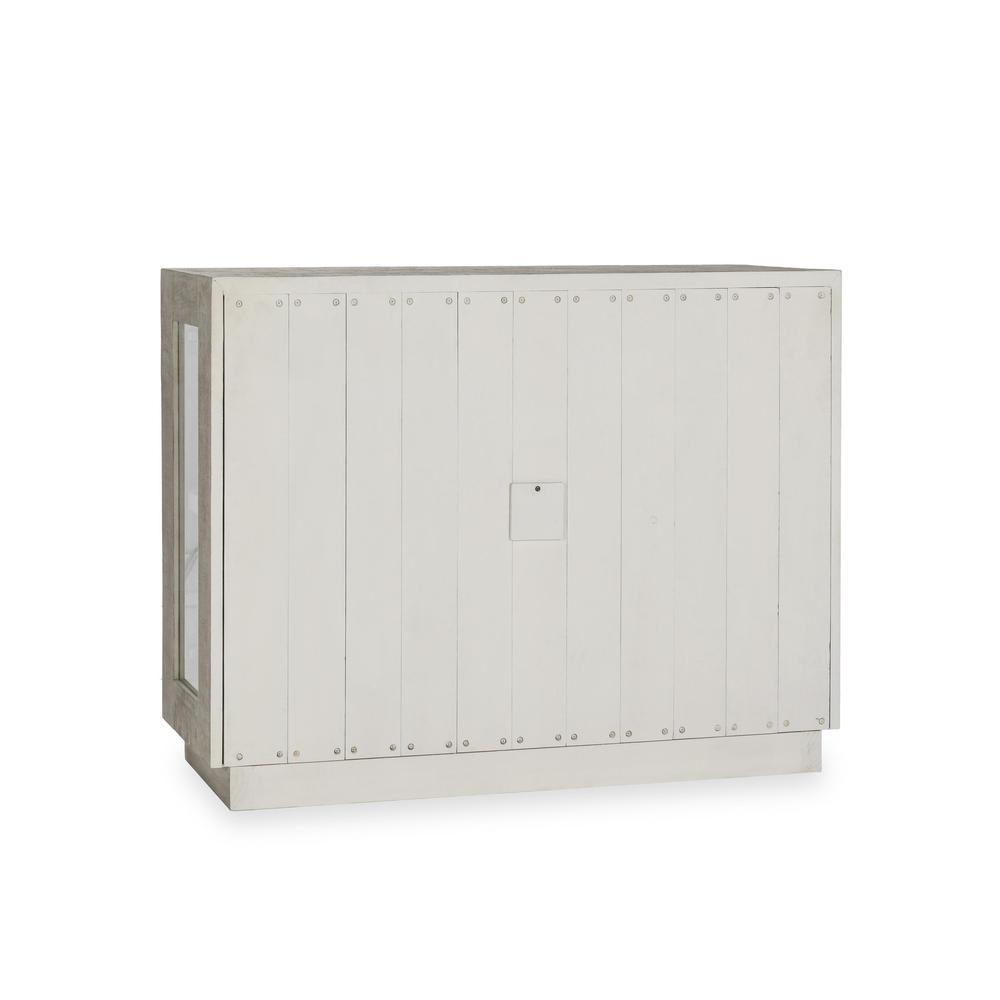 Larson Two-Door Glass Oak Wood Cabinet in White. Picture 5