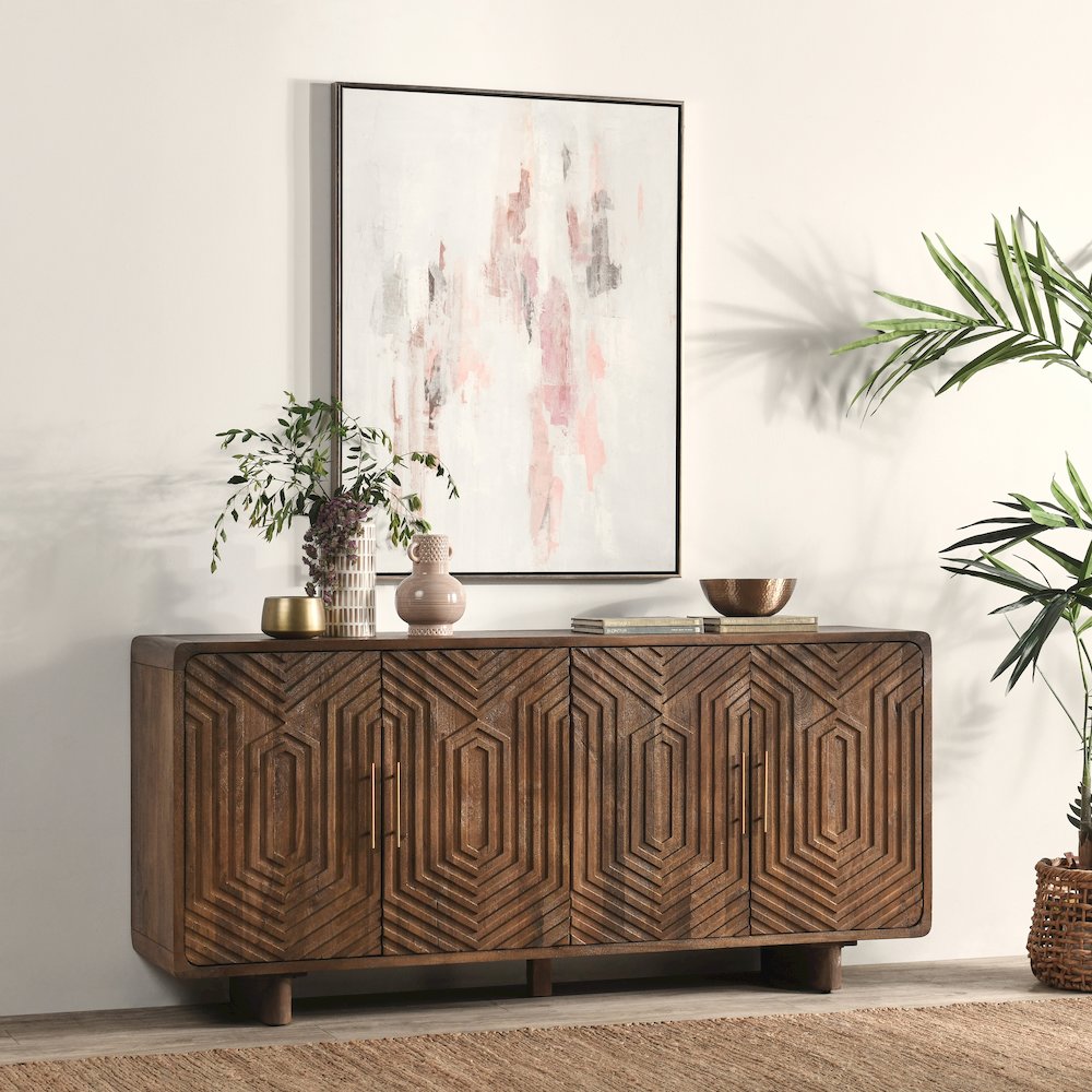 Holmes Four Door Mango Wood Sideboard in Brown. Picture 8