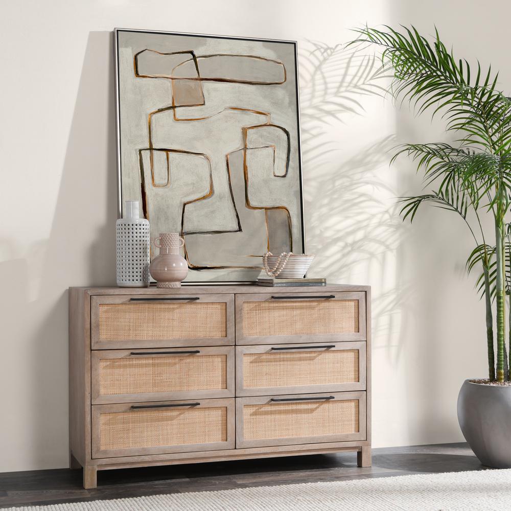 Jensen Six-Drawer Mango Wood Dresser in Light Brown. Picture 9