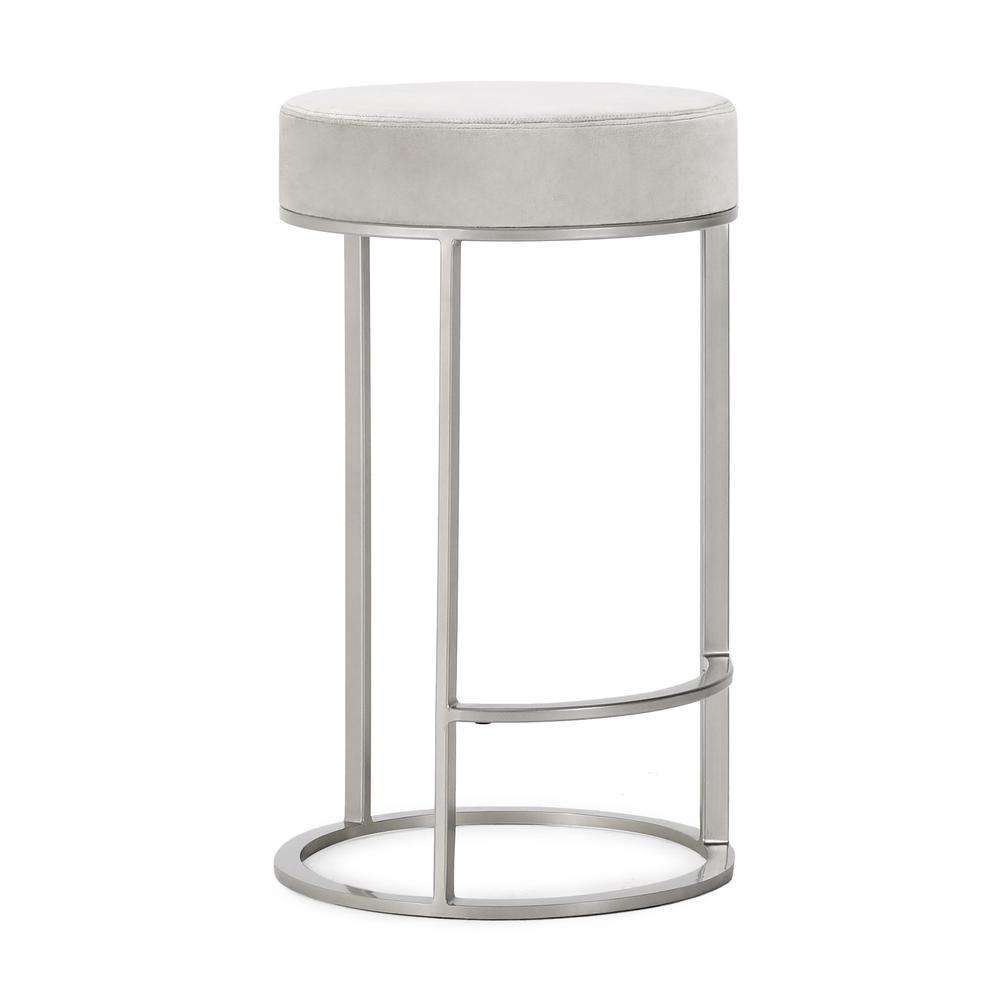 Quinn Counter Stool Gray and Nickel. Picture 1