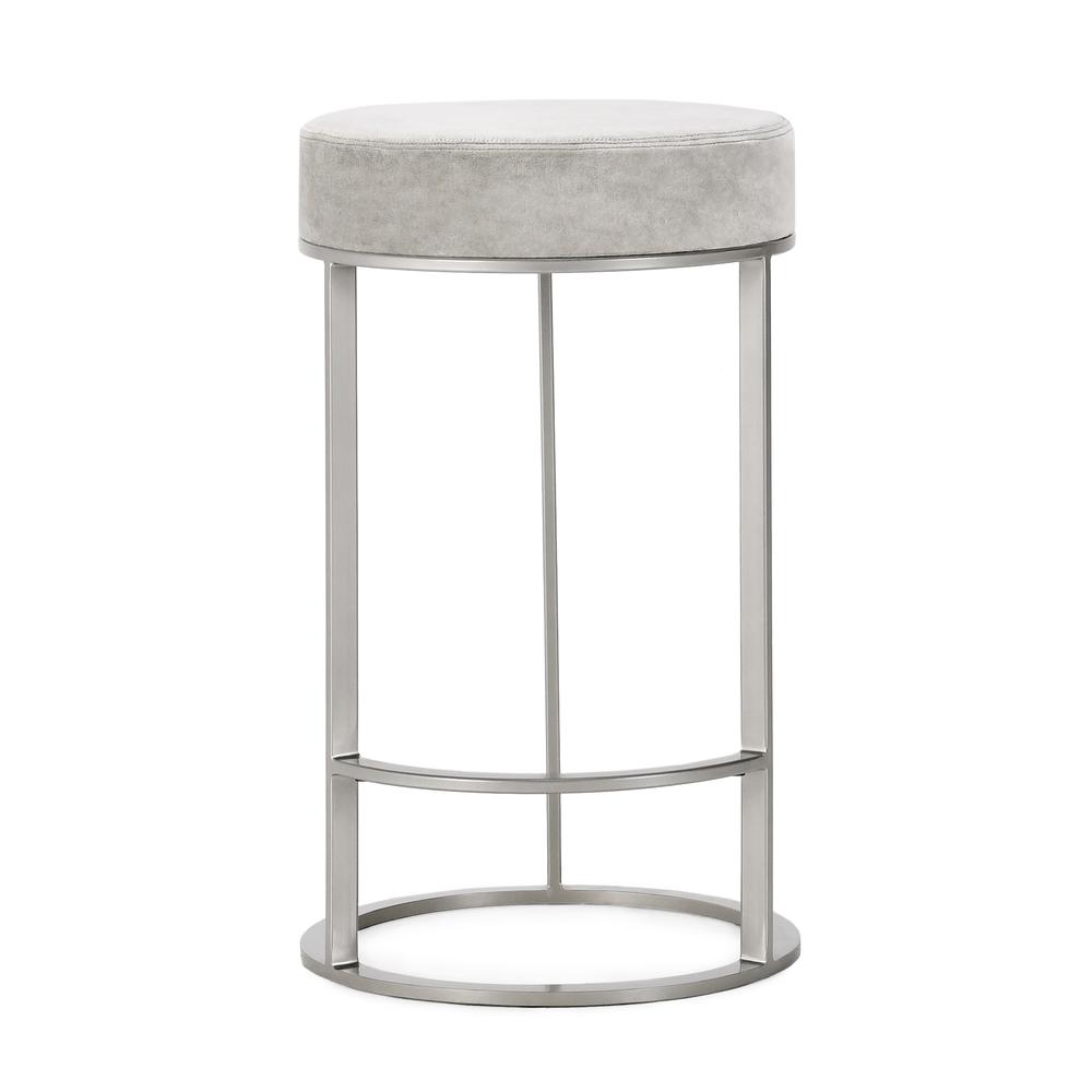 Quinn Counter Stool Gray and Nickel. Picture 2