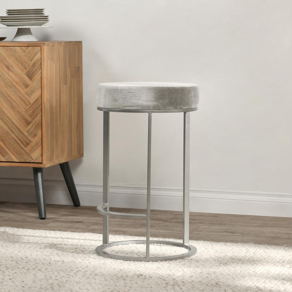 Quinn Counter Stool Gray and Nickel. Picture 6