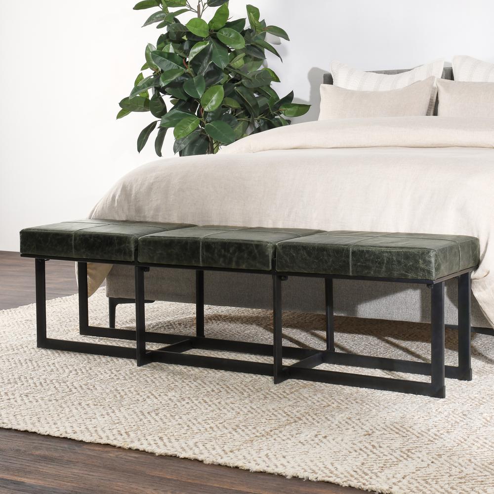 Calvin Narrow Bench in Forest Green. Picture 6