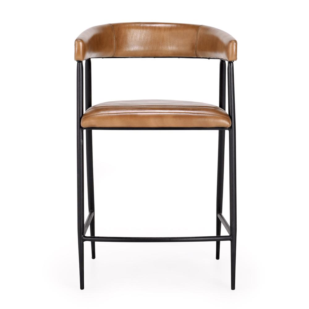 Preston 26" Leather Counter Stool in Caramel. Picture 2