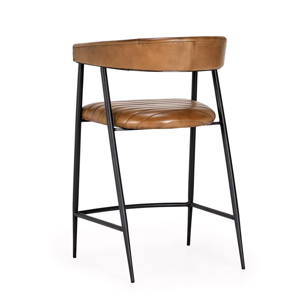 Preston 26" Leather Counter Stool in Caramel. Picture 4