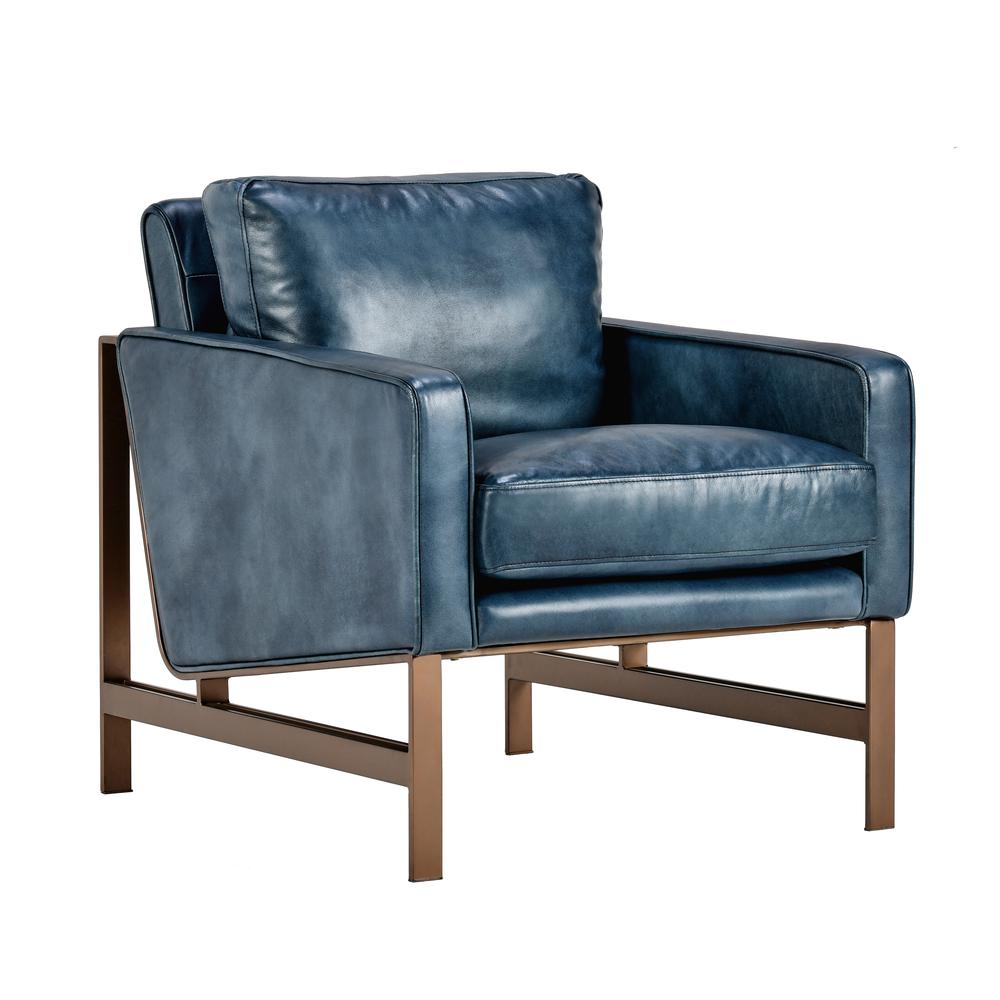 Modern Blue Leather Club Chair, Belen Kox. Picture 2