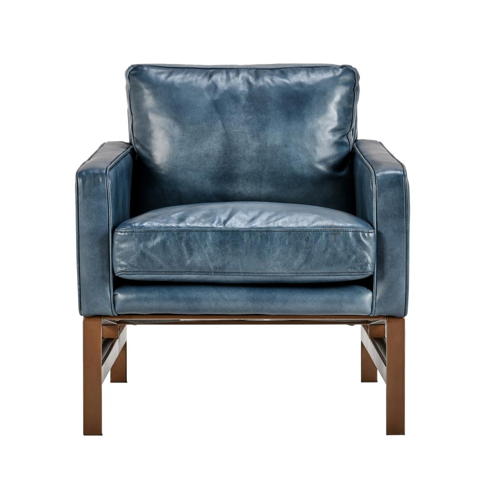 Modern Blue Leather Club Chair, Belen Kox. Picture 1