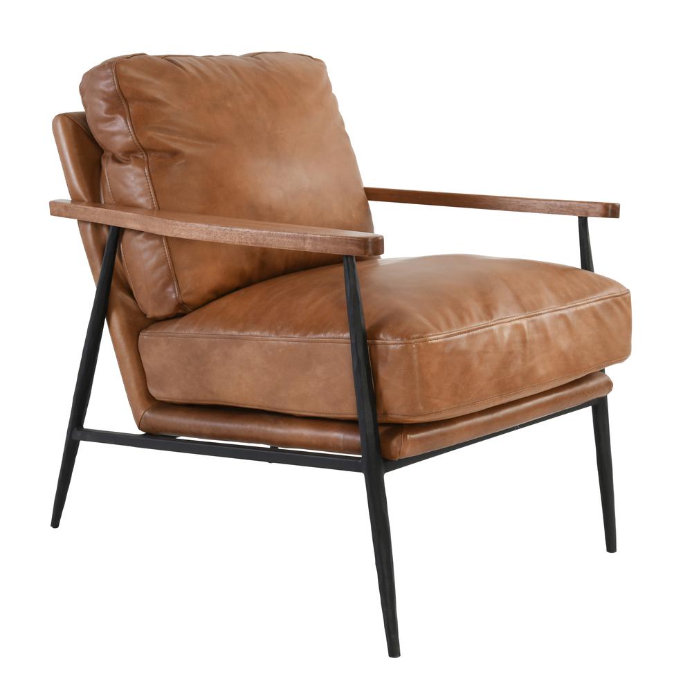 Arnold Leather Club Chair Tan by Kosas Home. Picture 1