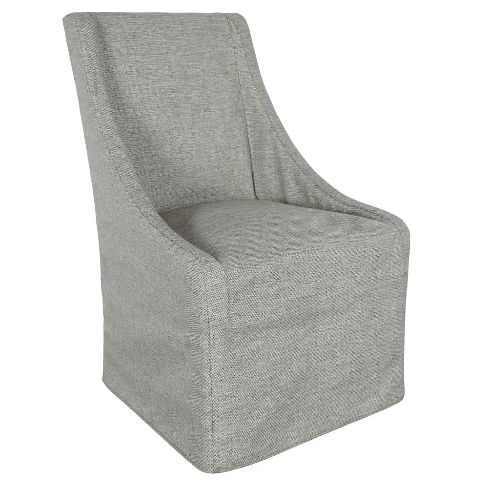 Warwick Upholstered Rolling Dining Chair in Gray. Picture 1