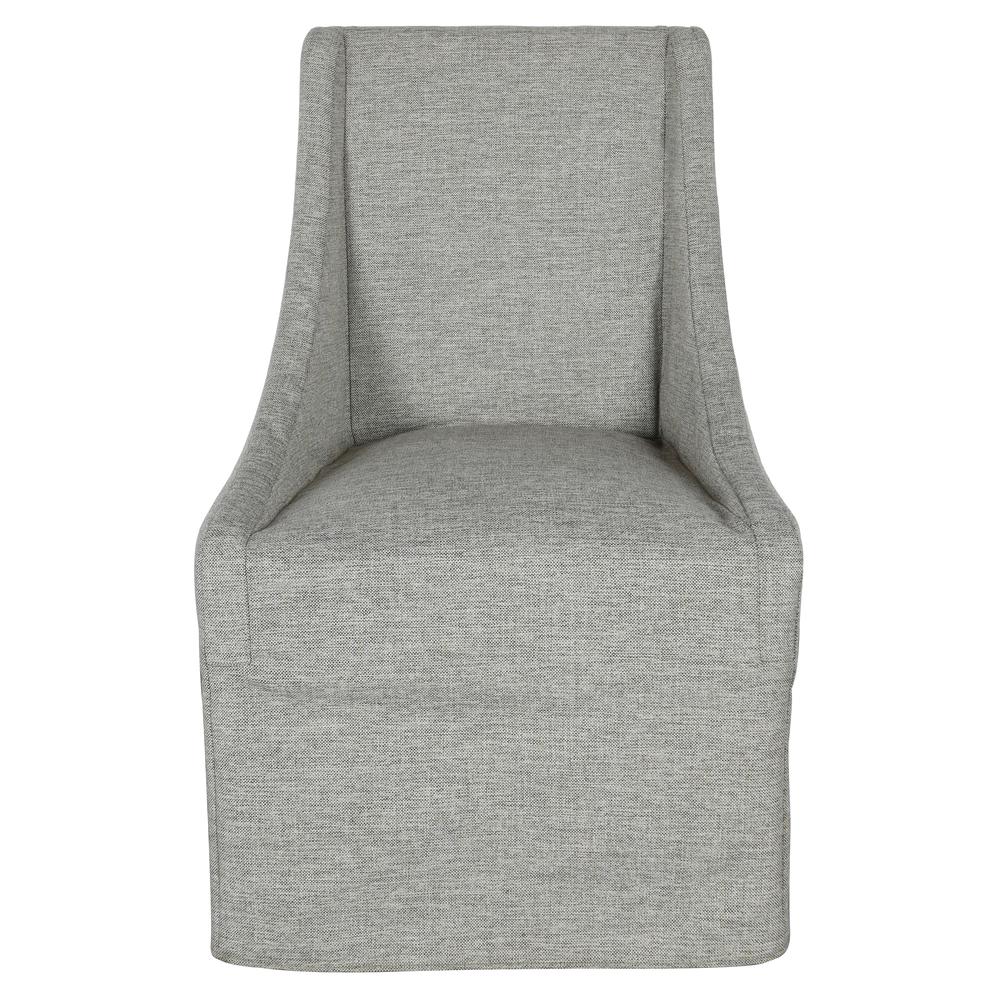 Warwick Upholstered Rolling Dining Chair in Gray. Picture 2