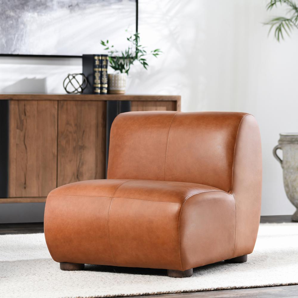 Arcadia Leather Accent Chair Autumn Brown. Picture 6