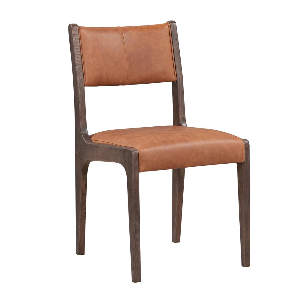 Wayne  Top Grain Leather Autumn Brown Dining Chair. Picture 1