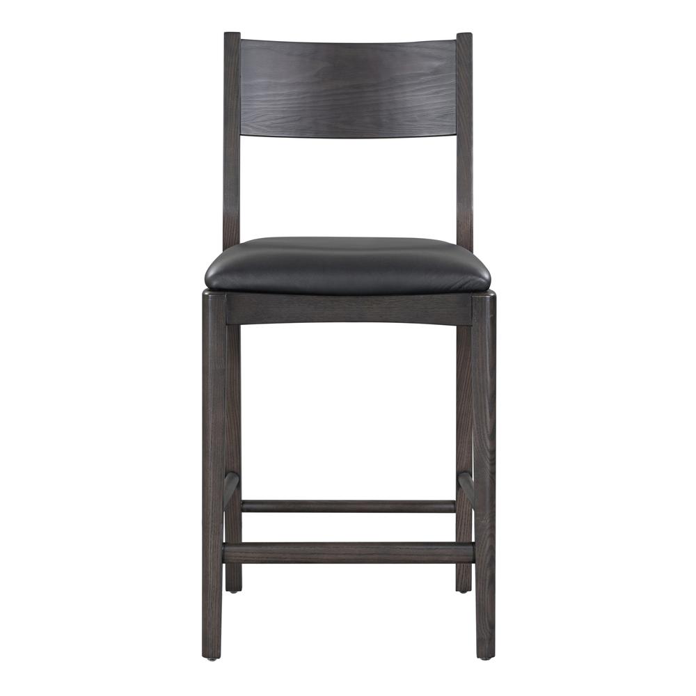 Rooney 26" Top Grain Leather Counter Chair in Black. Picture 2