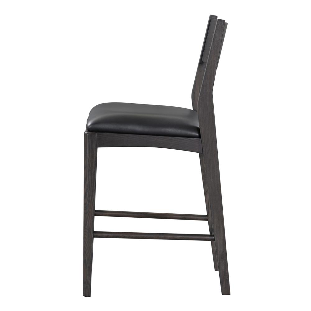 Rooney 26" Top Grain Leather Counter Chair in Black. Picture 3