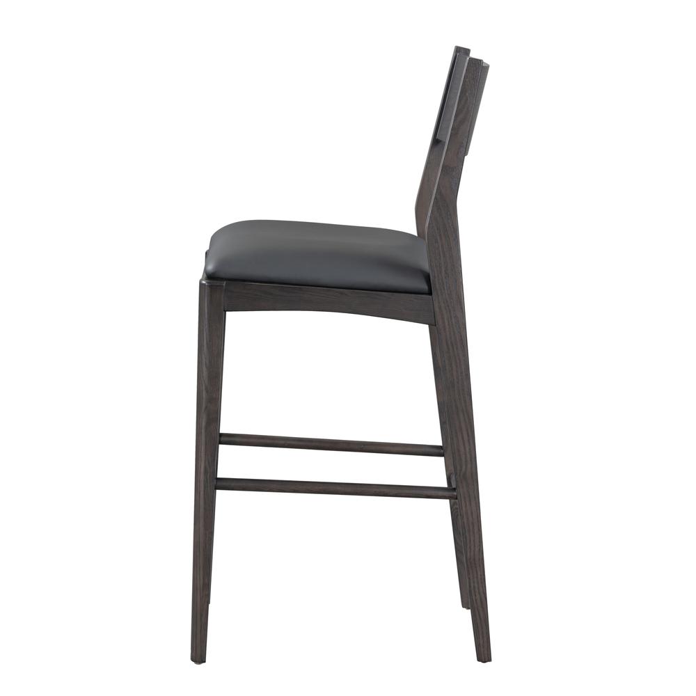 Rooney 30" Top Grain Leather Bar Stool in Black. Picture 2