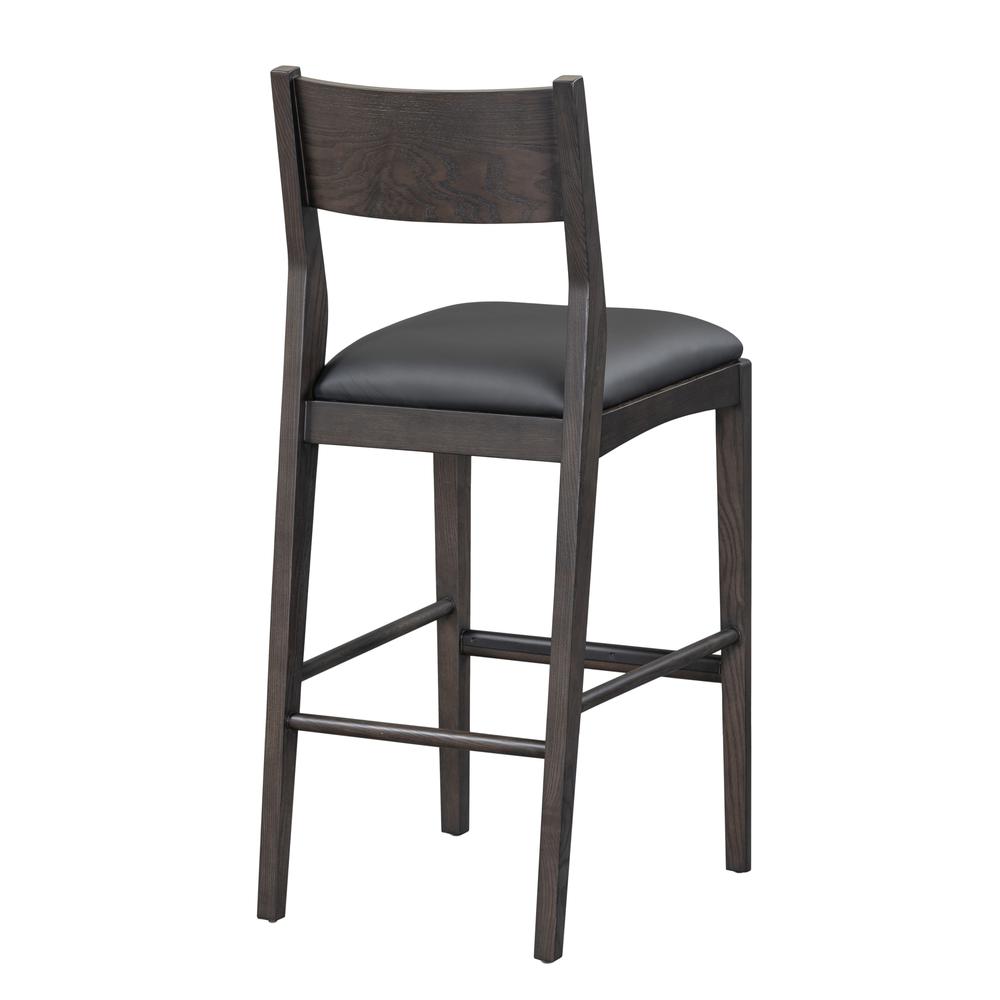 Rooney 30" Top Grain Leather Bar Stool in Black. Picture 9
