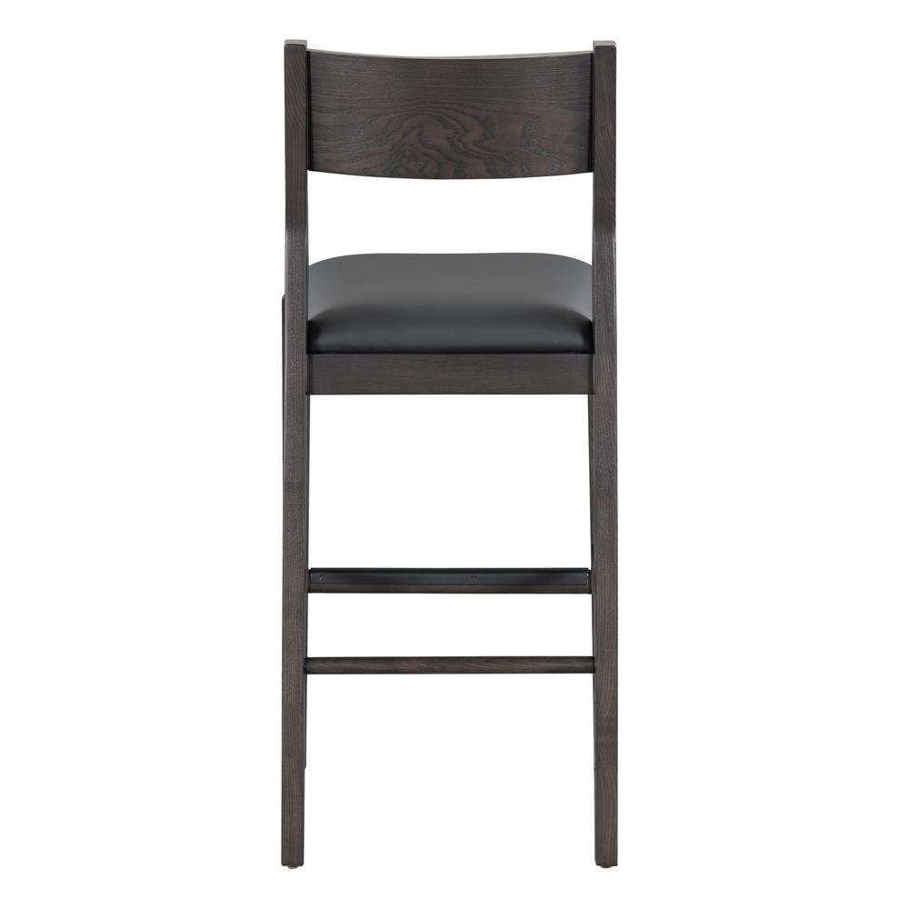 Rooney 30" Top Grain Leather Bar Stool in Black. Picture 3