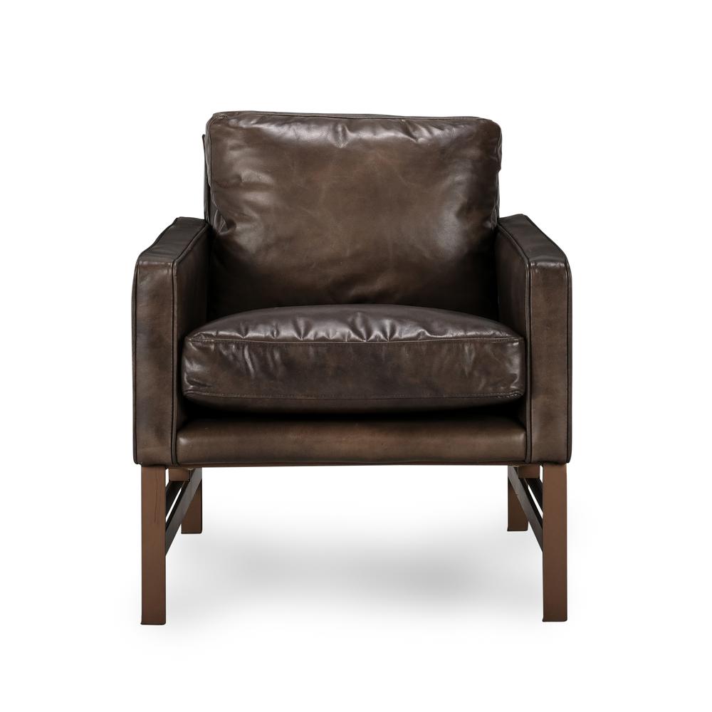 Modern Brown Leather Accent Chair, Belen Kox. Picture 1