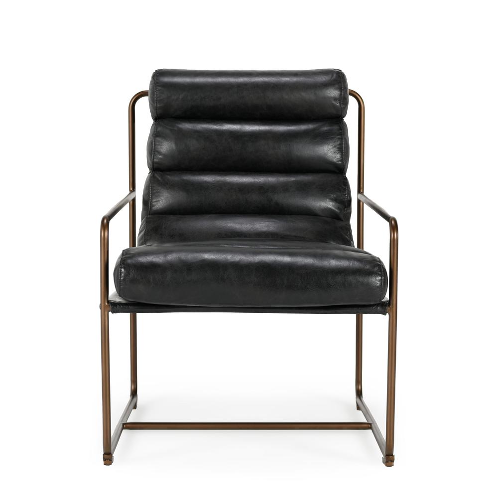 Argo  Top Grain Leather Black Accent Chair. Picture 2