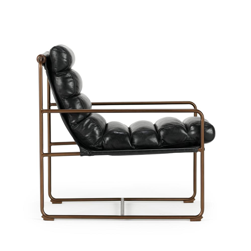 Argo  Top Grain Leather Black Accent Chair. Picture 3
