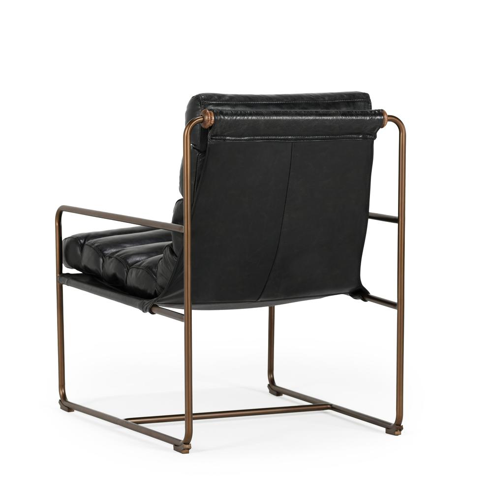 Argo  Top Grain Leather Black Accent Chair. Picture 4
