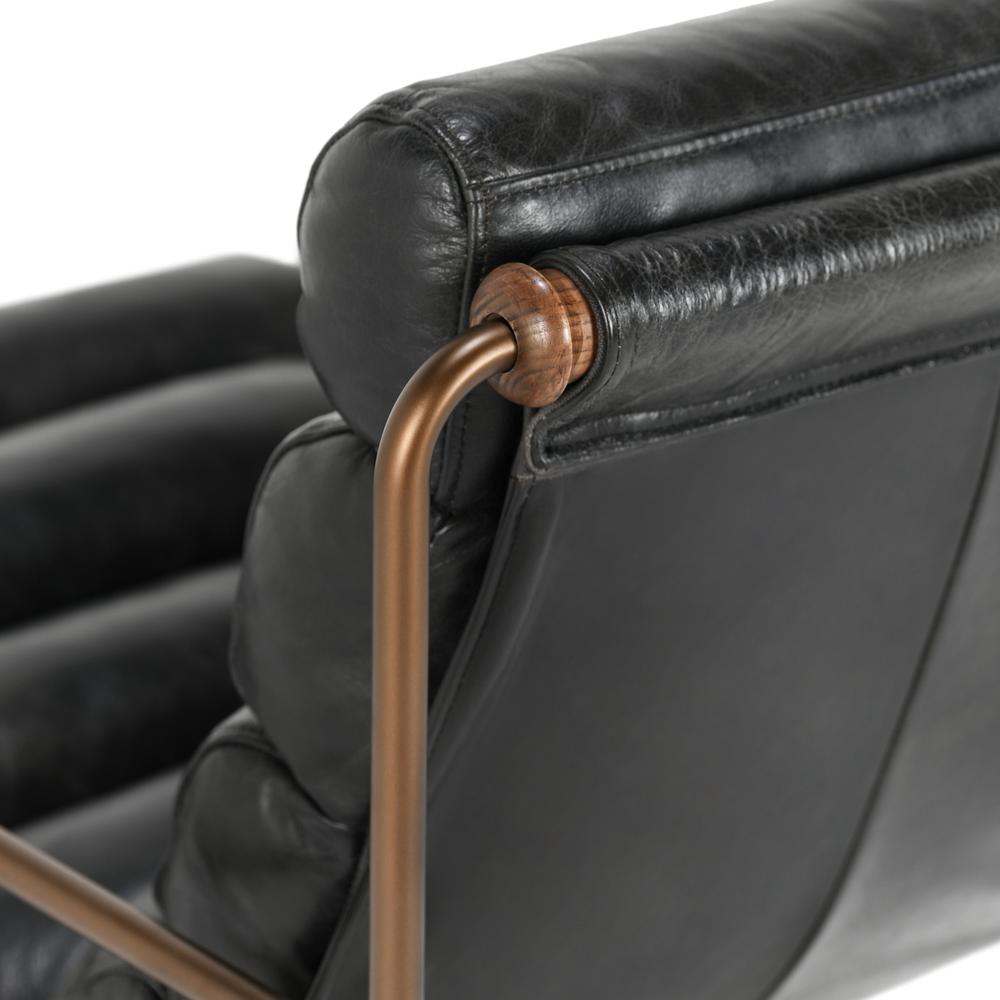 Argo  Top Grain Leather Black Accent Chair. Picture 5