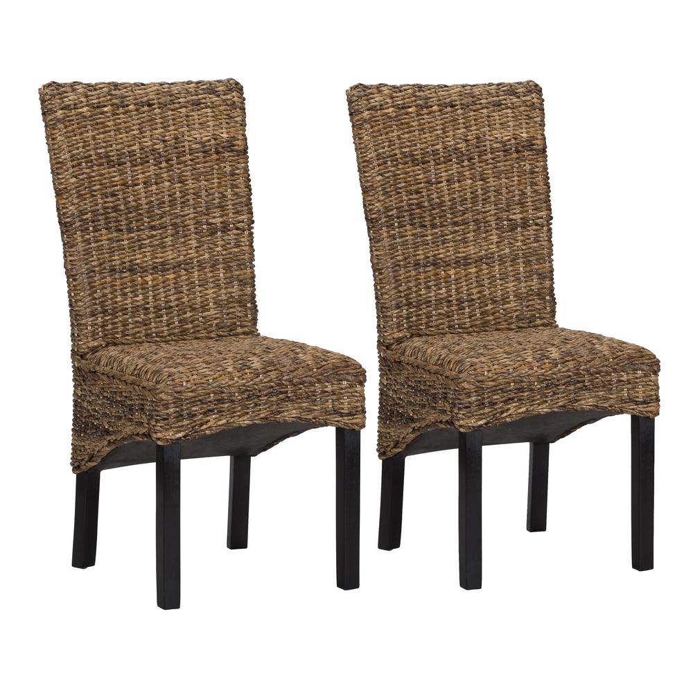 Windsor Chair Transitional Rattan Brown Dining Chairs Set of 2 by Kosas Home. Picture 1
