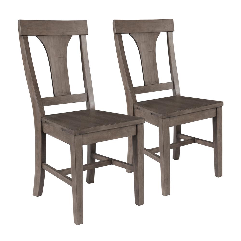 Tuscany Reclaimed Pine Wood Dining Chair Set of 2 Distressed Brown. Picture 1