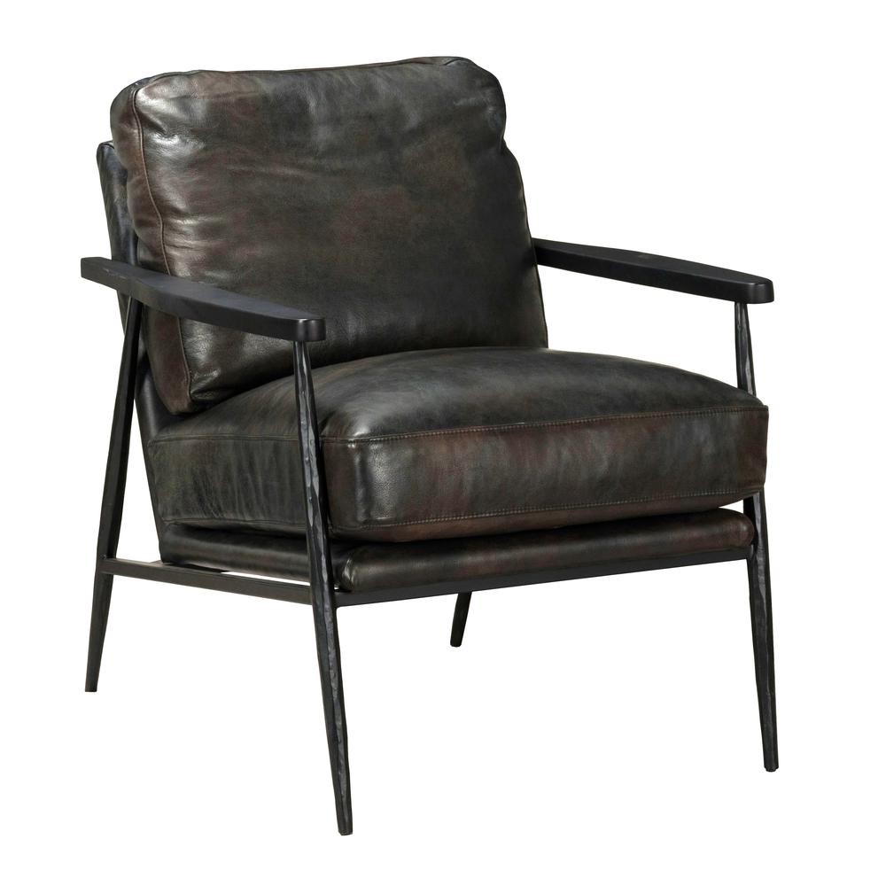 Arnold Leather Club Chair Black by Kosas Home. Picture 1