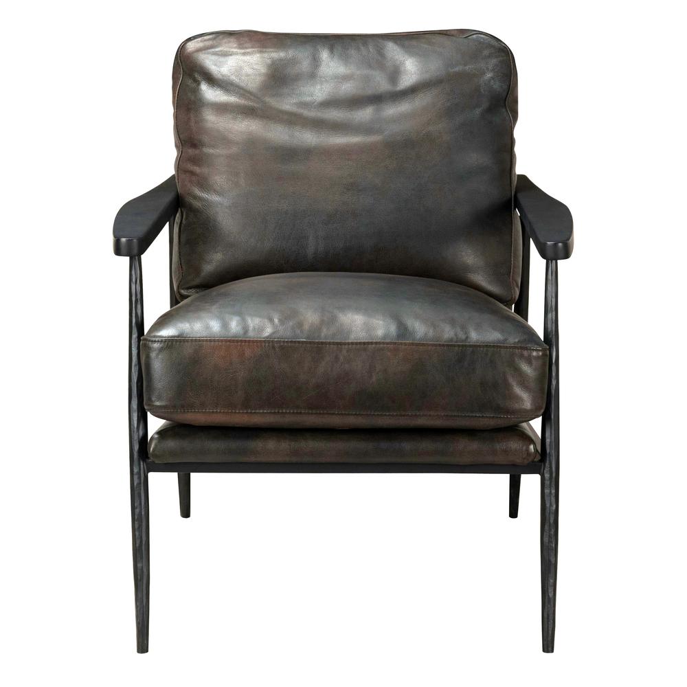 Arnold Leather Club Chair Black by Kosas Home. Picture 4