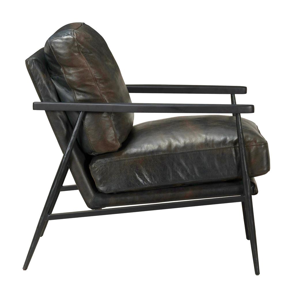 Arnold Leather Club Chair Black by Kosas Home. Picture 3