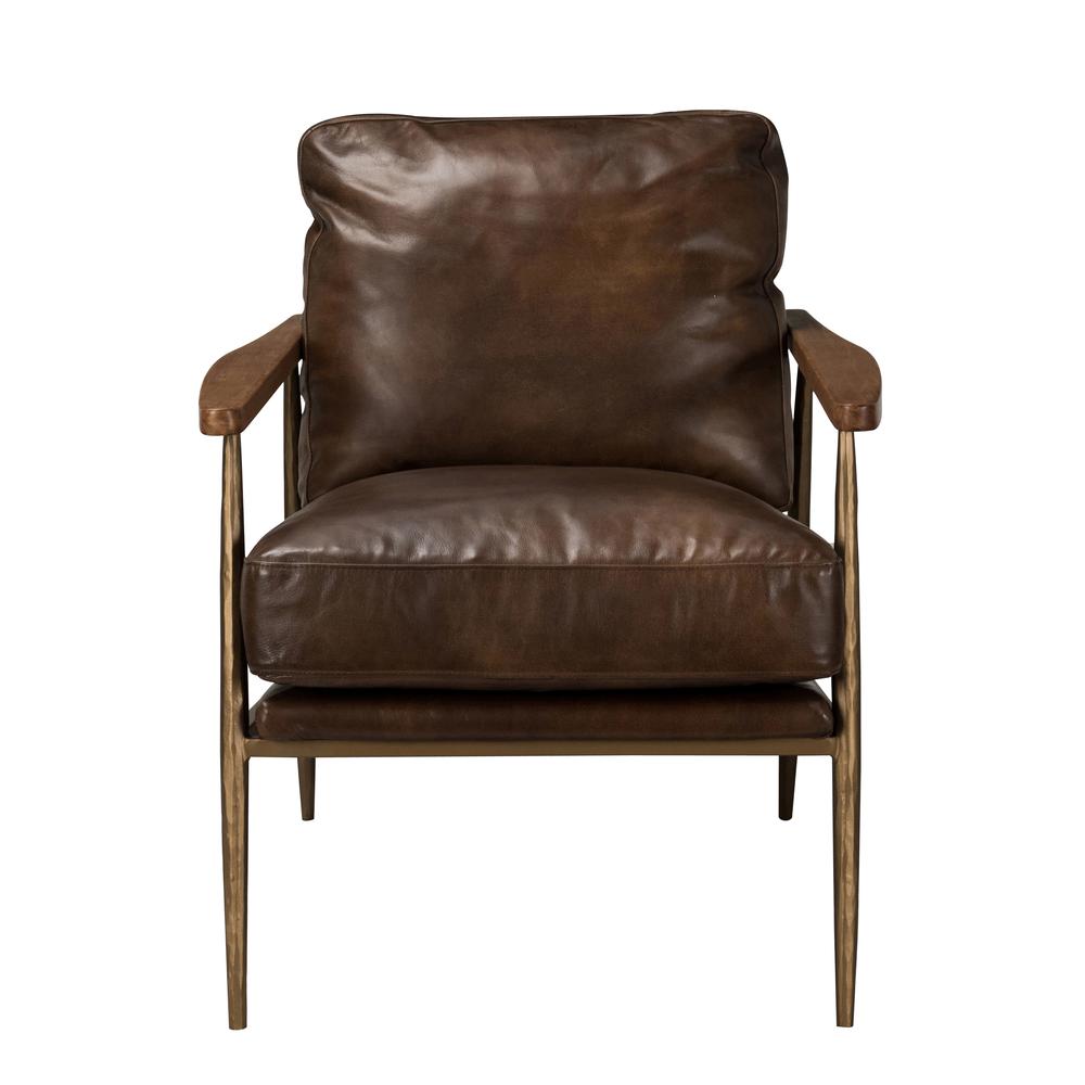 Arnold Leather Club Chair Antique Brown by Kosas Home. Picture 2