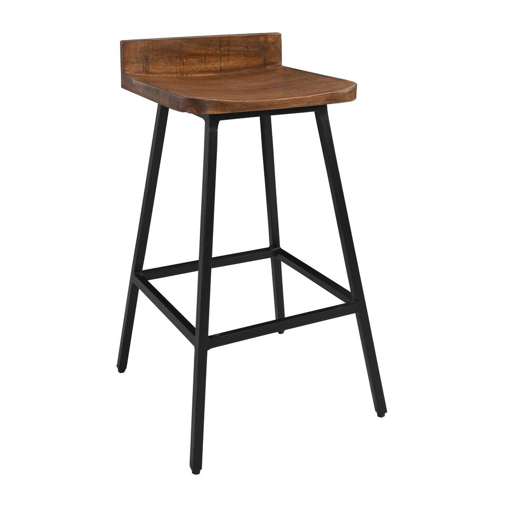 Pennie 27" Industrial Solid Wood Brown Counter stool Set of 2 by Kosas Home. Picture 2