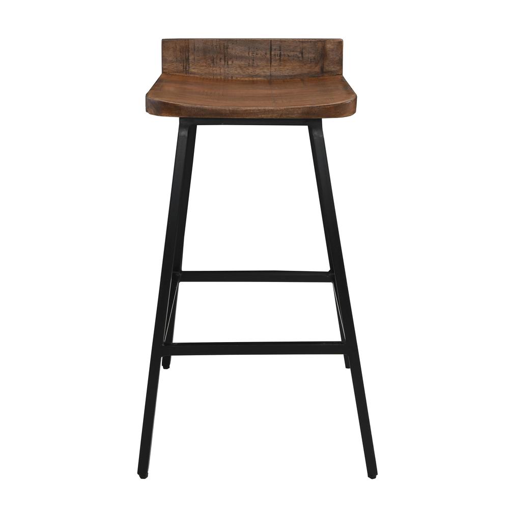 Pennie 27" Industrial Solid Wood Brown Counter stool Set of 2 by Kosas Home. Picture 3