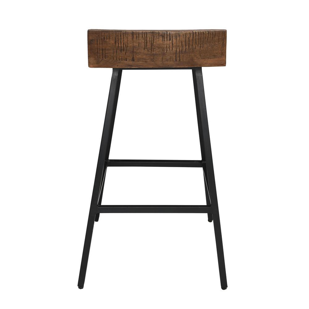 Pennie 27" Industrial Solid Wood Brown Counter stool Set of 2 by Kosas Home. Picture 5