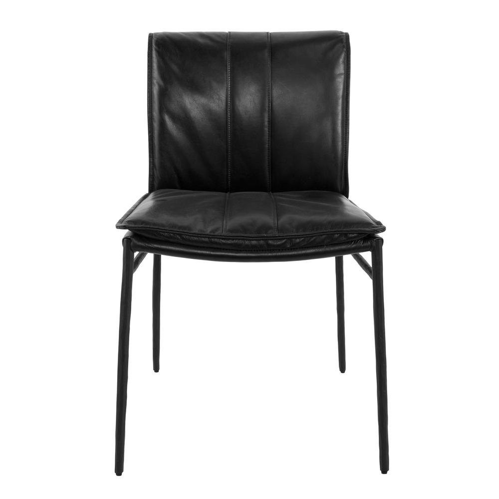 Mayer Genuine Leather Dining Chair Jet Black Set of 2. Picture 2