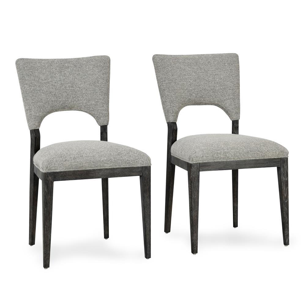 Mitchel Transitional Upholstered Fabric Dining Chair Gray Set of 2. Picture 1