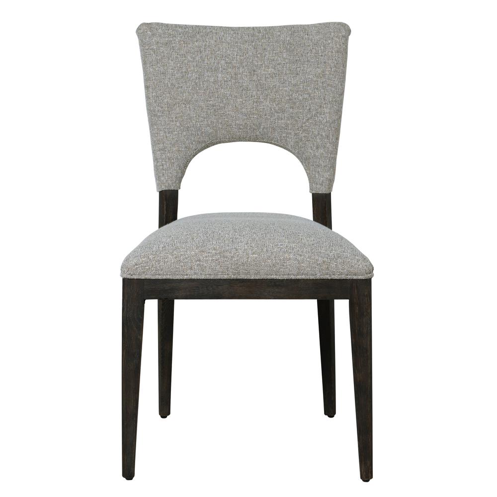 Mitchel Transitional Upholstered Fabric Dining Chair Gray Set of 2. Picture 2