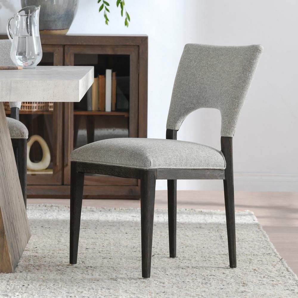 Mitchel Transitional Upholstered Fabric Dining Chair Gray Set of 2. Picture 6