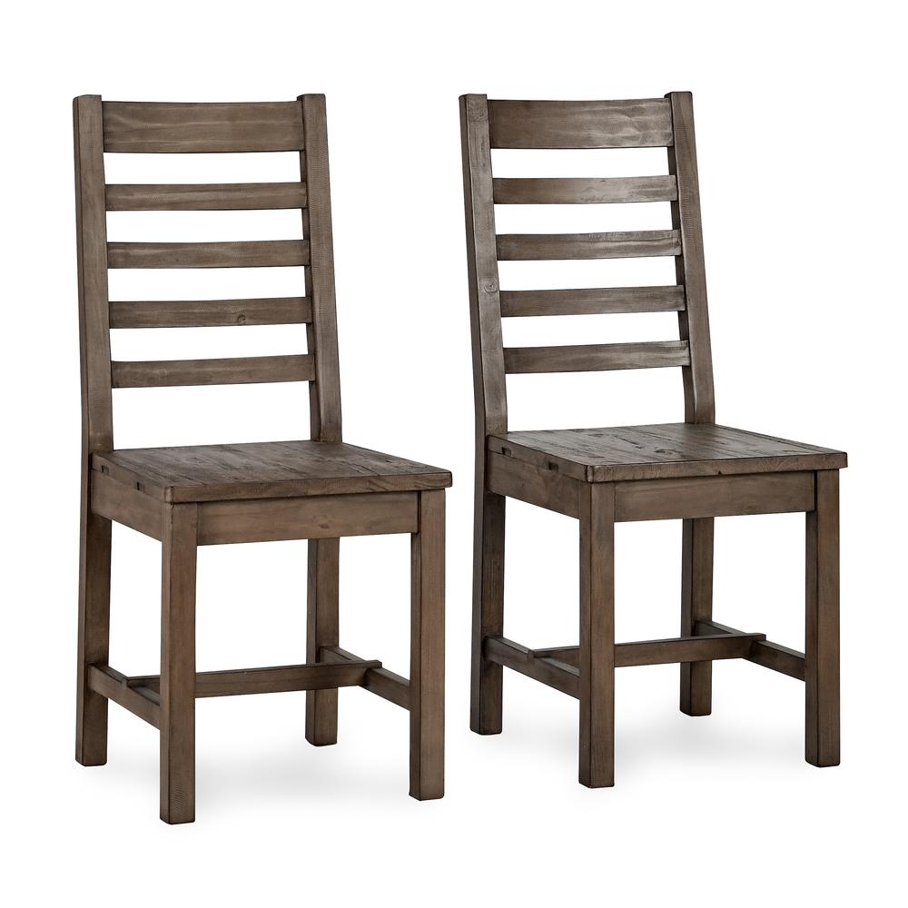 Caleb Transitional Reclaimed Pine Wood Dining Chair Distressed Brown Set of 2. Picture 1