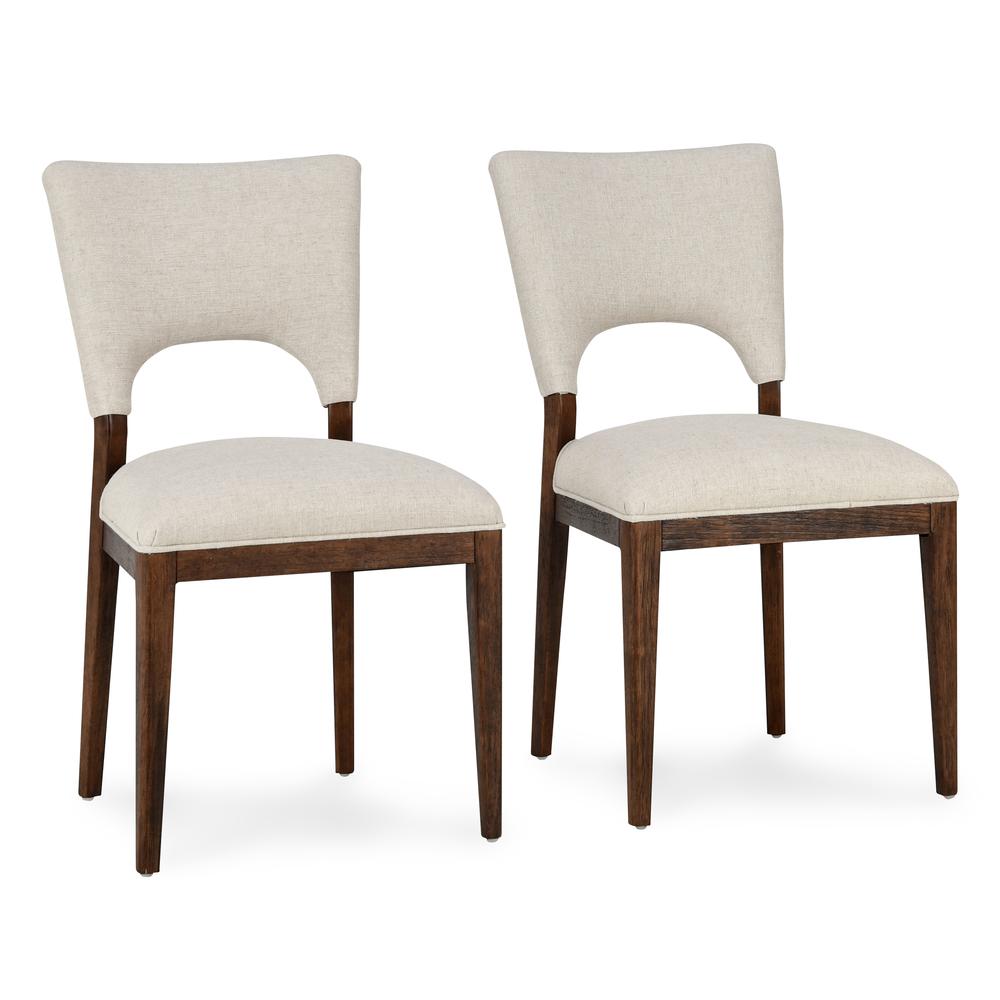 Mitchel Transitional Upholstered Fabric Dining Chair Light Beige Set of 2. Picture 1