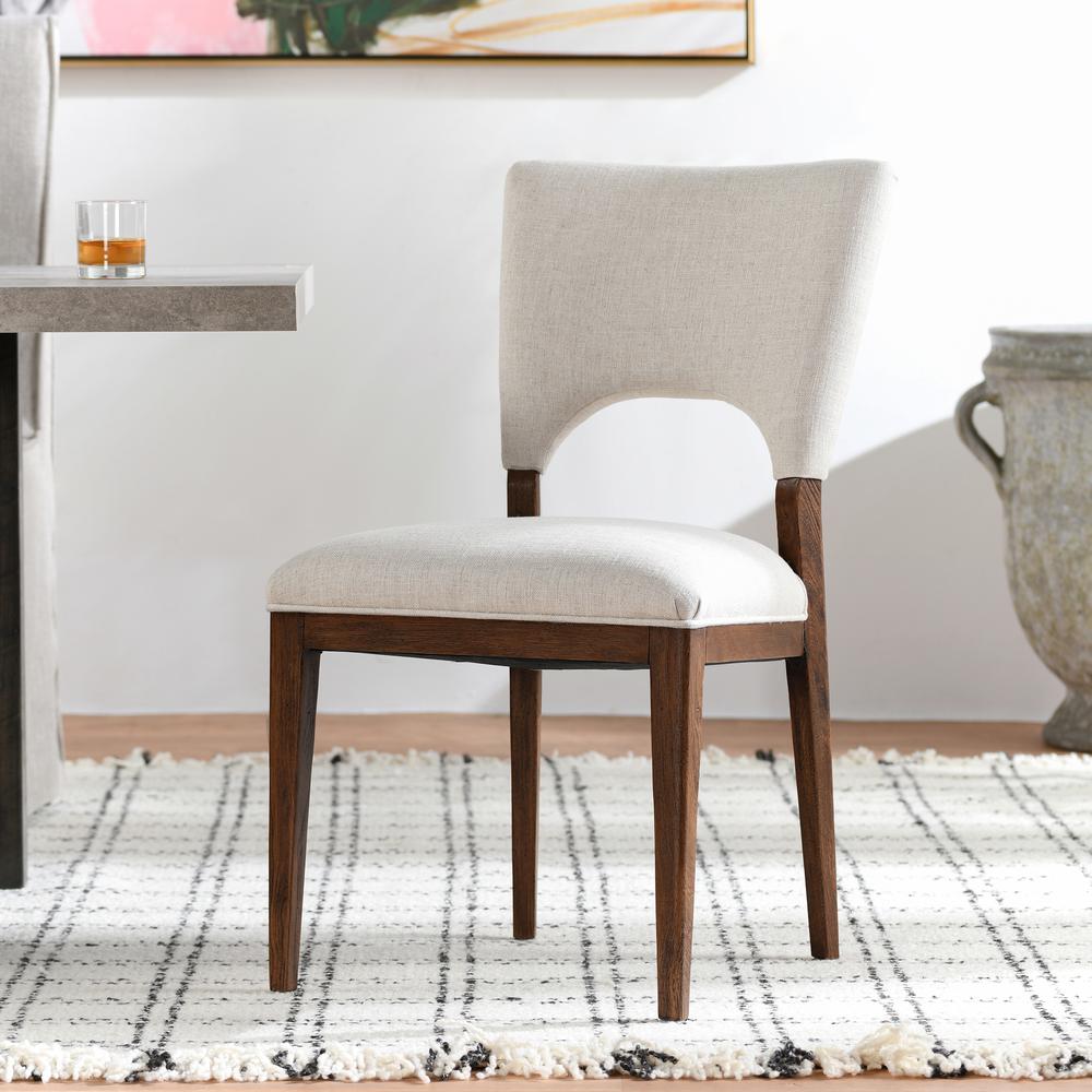 Mitchel Transitional Upholstered Fabric Dining Chair Light Beige Set of 2. Picture 5
