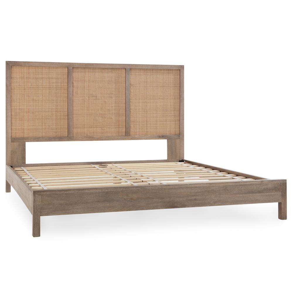 Jensen Mango Wood Eastern King Bed in Taupe. Picture 1
