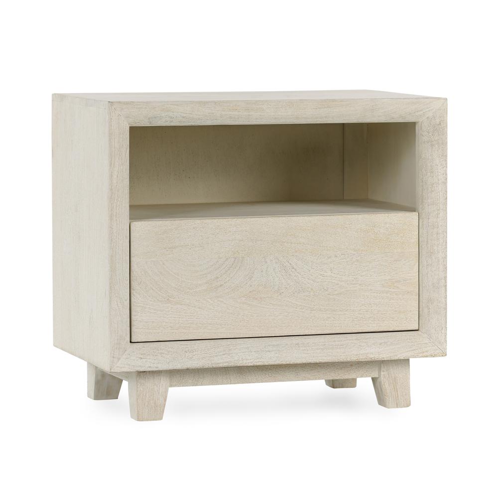 Reece One-Drawer Mango Wood Nightstand in Sand. Picture 1
