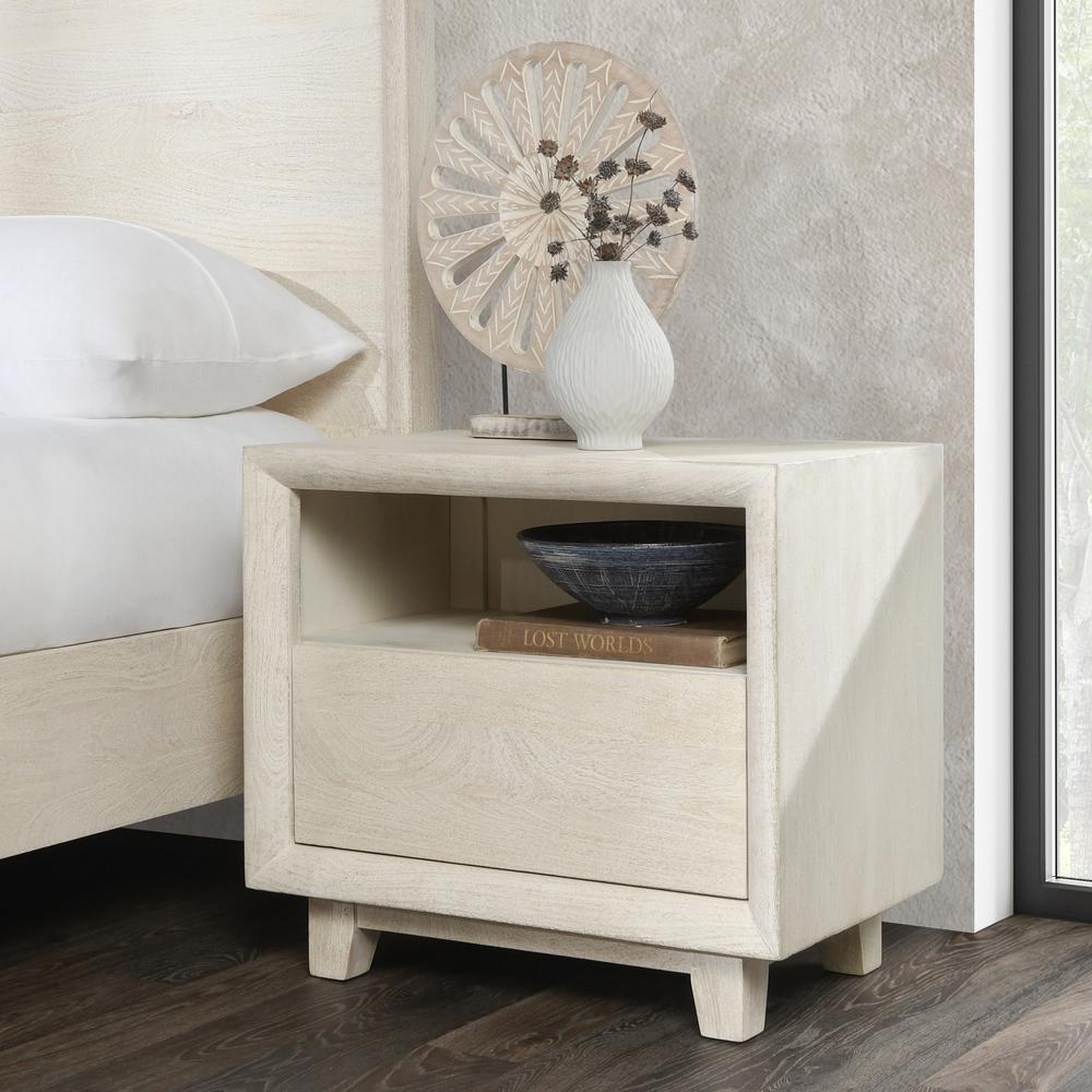 Reece One-Drawer Mango Wood Nightstand in Sand. Picture 8