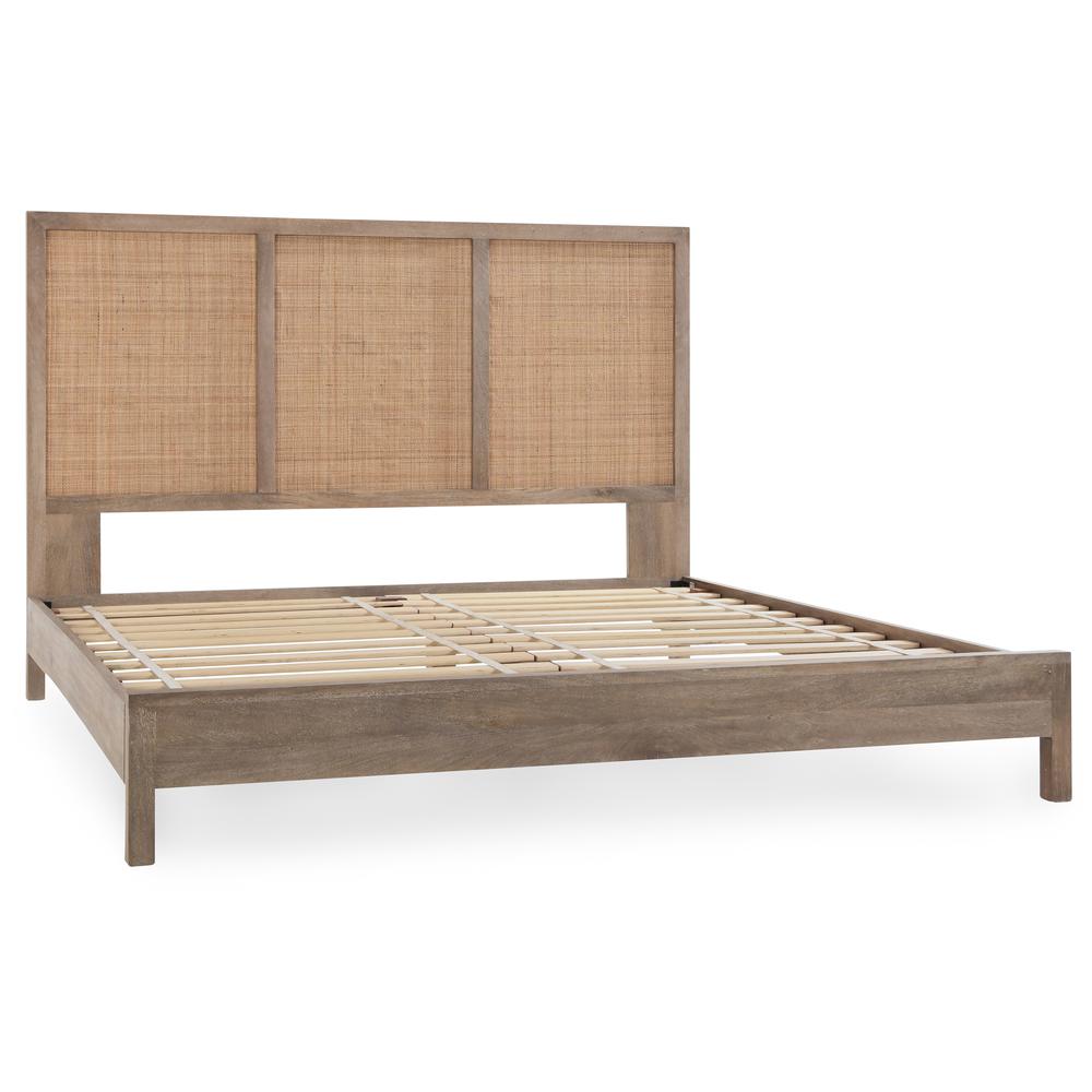 Jensen Mango Wood Queen Bed in Taupe. Picture 1