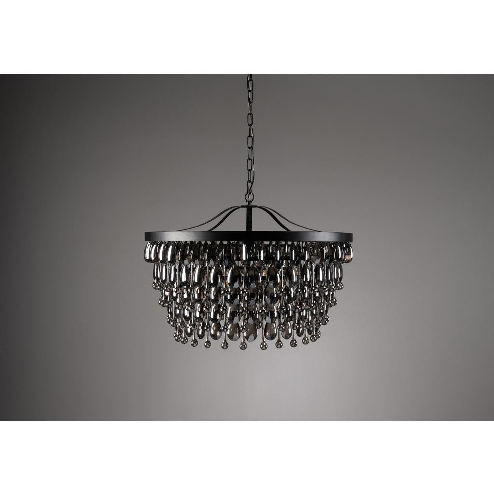 Larkin 7-Light Iron and Crystal Chandelier, by Kosas Home. Picture 1